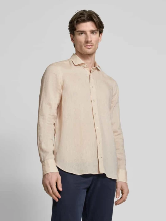 Zdjęcie produktu Koszula lniana o kroju slim fit z kołnierzykiem typu kent model ‘Sykia’ OLYMP SIGNATURE Piaskowy