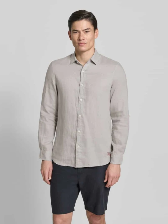 Zdjęcie produktu Koszula lniana o kroju slim fit z kołnierzykiem typu kent Scotch & Soda Jasnoszary