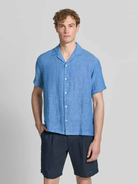 Zdjęcie produktu Koszula lniana w kroju regular fit model 'LAWRENCE' Jack&Jones Jeansowy niebieski