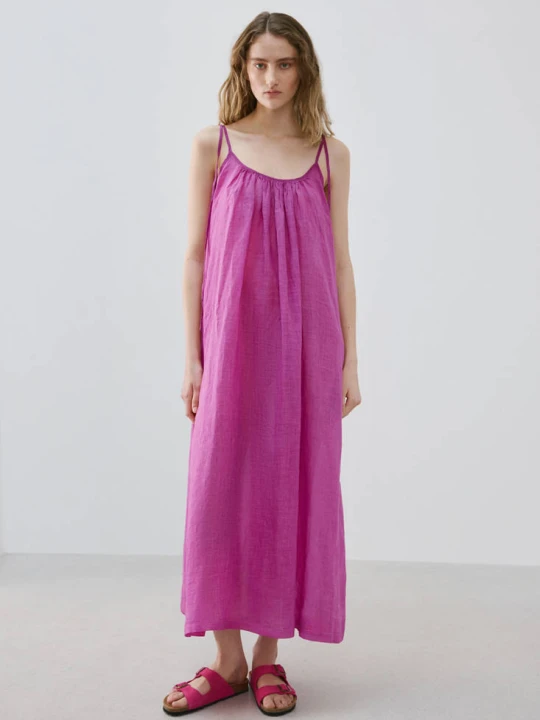 Zdjęcie produktu Koszula nocna 100% ramia z efektem overdyed fuksja - Kobieta - MANGO