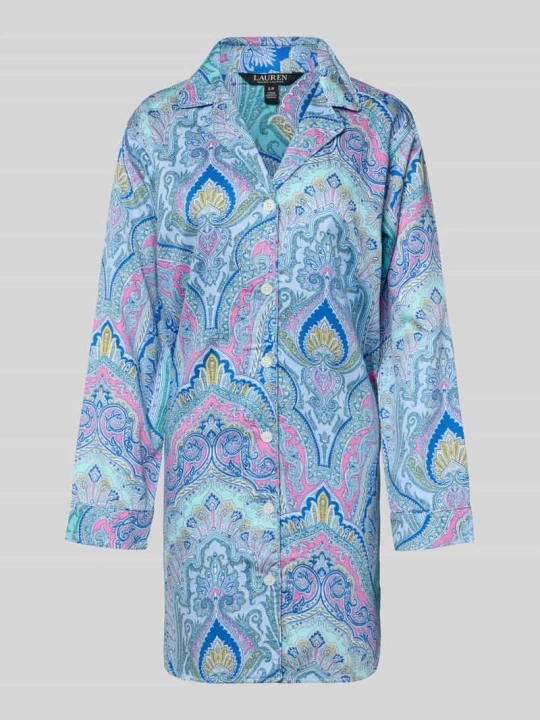 Zdjęcie produktu Koszula nocna o kroju relaxed fit z dodatkiem wiskozy model ‘Notch’ Lauren Ralph Lauren Niebieski
