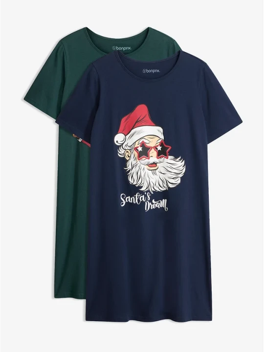 Zdjęcie produktu Koszula nocna z czystej bawełny (2 szt.) BonPrix niebieski