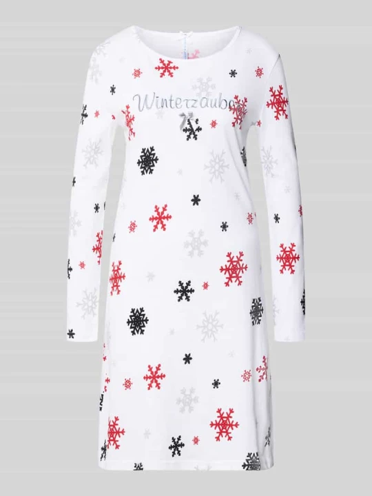 Zdjęcie produktu Koszula nocna z czystej bawełny model 'Winterzauber' LOUIS & LOUISA Biały