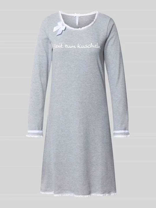 Zdjęcie produktu Koszula nocna z mieszanki bawełny model 'Winterzauber' LOUIS & LOUISA Jasnoszary