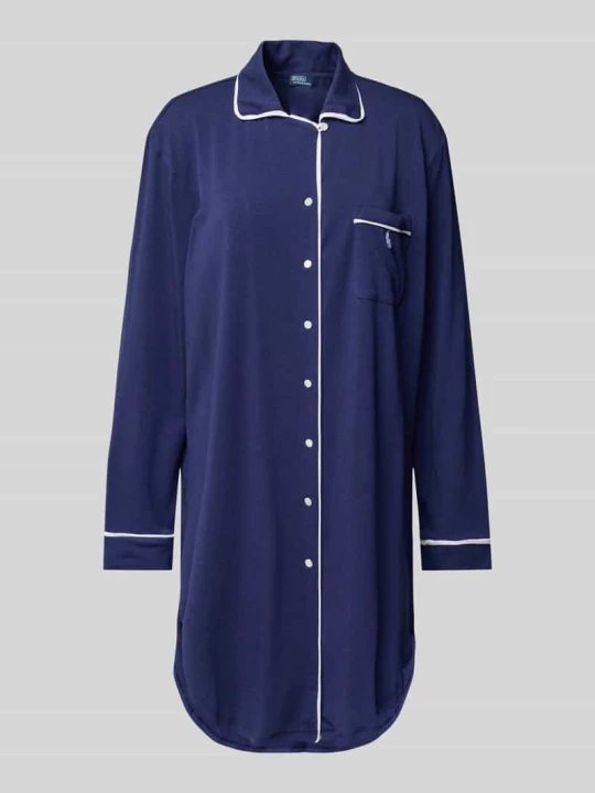 Zdjęcie produktu Koszula nocna z wyhaftowanym logo i kieszenią na piersi Polo Ralph Lauren Ciemnoniebieski