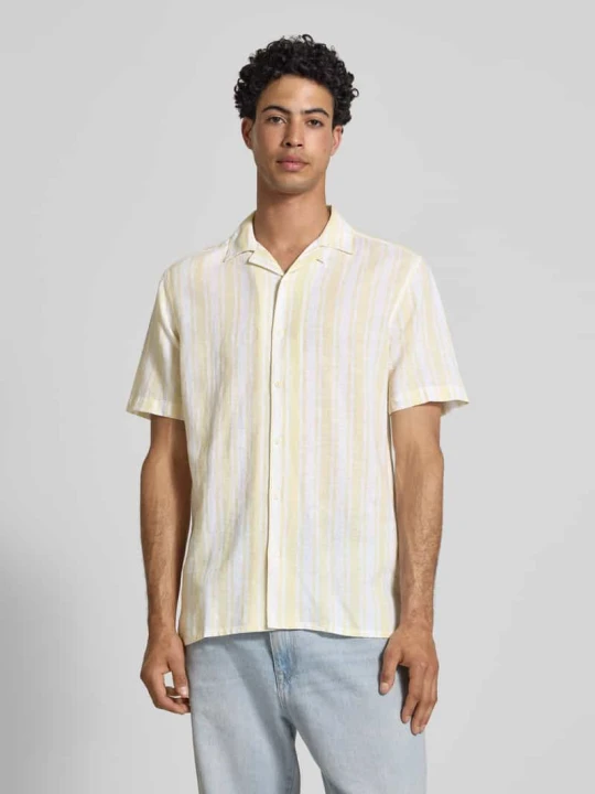 Zdjęcie produktu Koszula o kroju regular fit z mieszanki bawełny i lnu model 'CAIDEN' Only & Sons Pastelowy żółty
