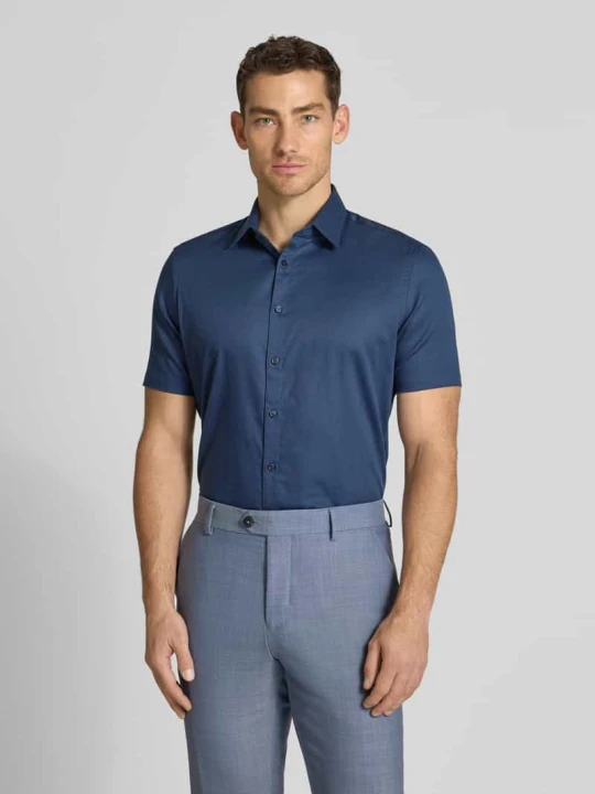 Zdjęcie produktu Koszula o kroju slim fit biznes z bawełny z kołnierzykiem typu kent Jake*s Jeansowy niebieski
