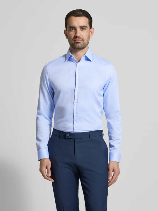 Zdjęcie produktu Koszula o kroju slim fit biznes z fakturowanym wzorem i kołnierzykiem typu kent Jake*s Błękitny