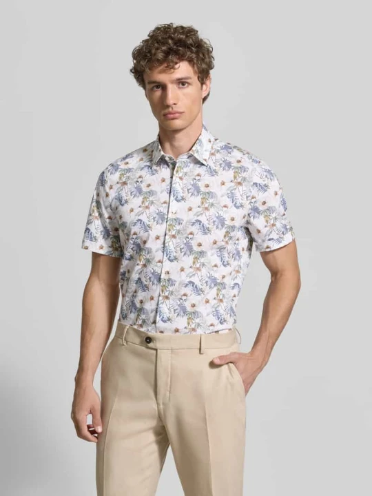 Zdjęcie produktu Koszula o kroju slim fit biznes z kołnierzykiem typu kent i kwiatowym nadrukiem OLYMP Level 5 Biały