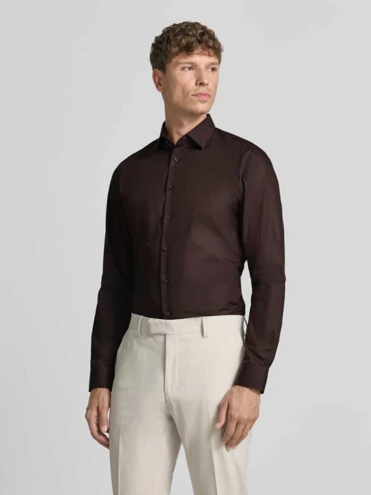 Zdjęcie produktu Koszula o kroju slim fit biznes z kołnierzykiem typu kent Jake*s Ciemnobrązowy
