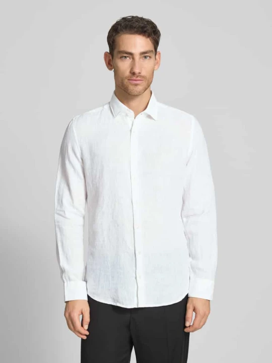 Zdjęcie produktu Koszula o kroju slim fit biznes z lnu z kołnierzykiem typu kent Seidensticker Biały