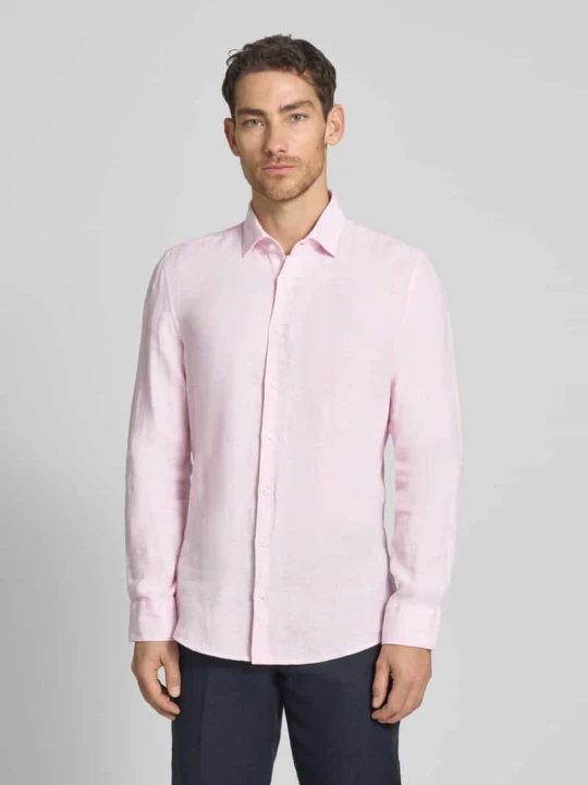 Zdjęcie produktu Koszula o kroju slim fit biznes z lnu z kołnierzykiem typu kent Seidensticker Różowawy