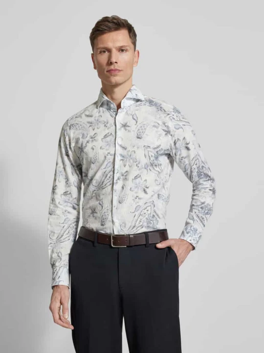 Zdjęcie produktu Koszula o kroju slim fit biznes z mieszanka lnu Model 'Pai' JOOP! Granatowy