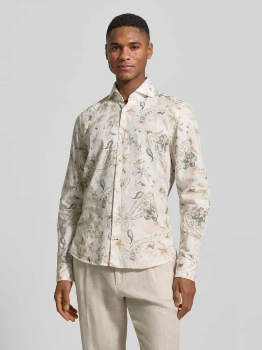 Zdjęcie produktu Koszula o kroju slim fit biznes z mieszanka lnu Model 'Pai' JOOP! Morelowy