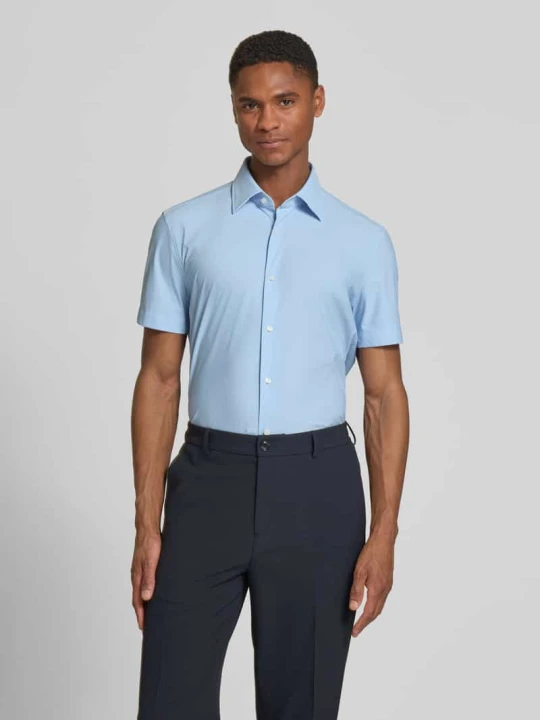 Zdjęcie produktu Koszula o kroju slim fit biznesowa z krótkim rękawem model 'P-HANK-K-SH-262' Boss Błękitny