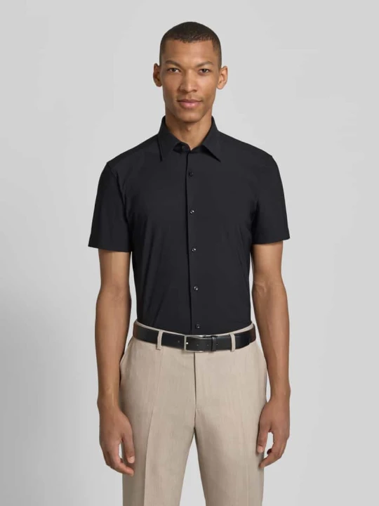 Zdjęcie produktu Koszula o kroju slim fit biznesowa z krótkim rękawem model 'P-HANK-K-SH-262' Boss Czarny