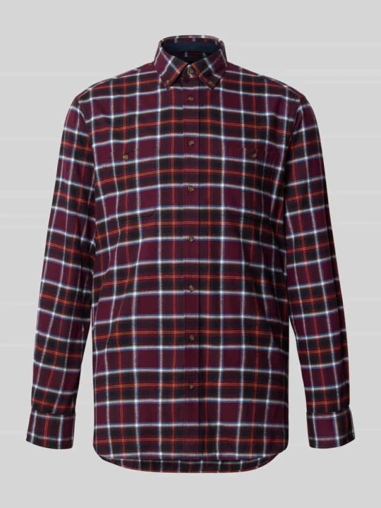 Zdjęcie produktu Koszula o kroju slim fit casualowa z flaneli z kołnierzykiem typu button down Christian Berg Bordowy