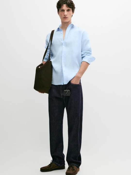 Zdjęcie produktu Koszula Slim Fit Ze 100% Lnu - Błękitny - - Massimo Dutti - Mężczyzna