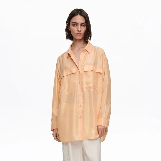 Zdjęcie produktu Koszula oversize jedwab jasnopomarańczowa BIMBA Y LOLA pomarańczowy