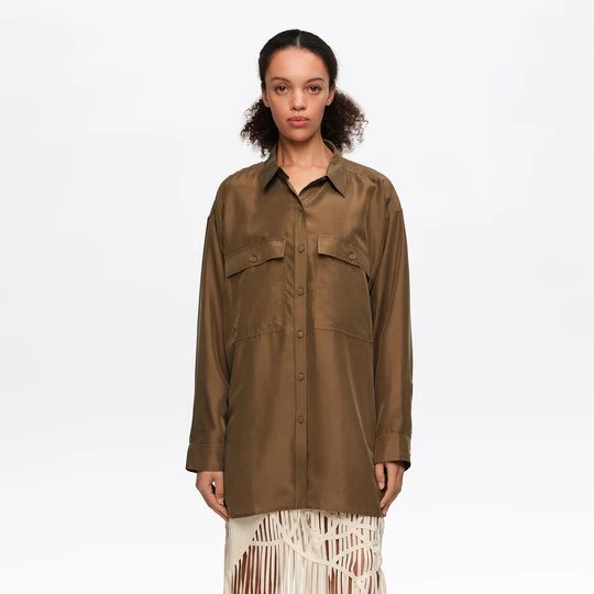 Zdjęcie produktu Koszula oversize jedwab oliwkowa BIMBA Y LOLA OLIVE