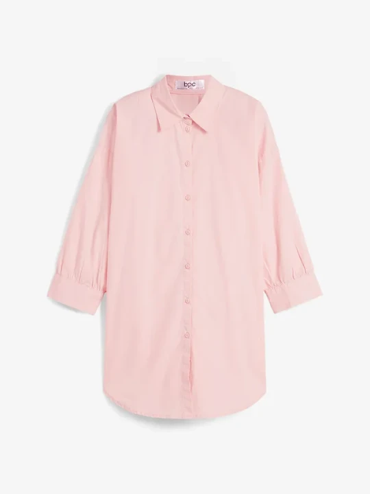 Zdjęcie produktu Koszula oversize z bawełny, rękawy 3 / 4 BonPrix różowy