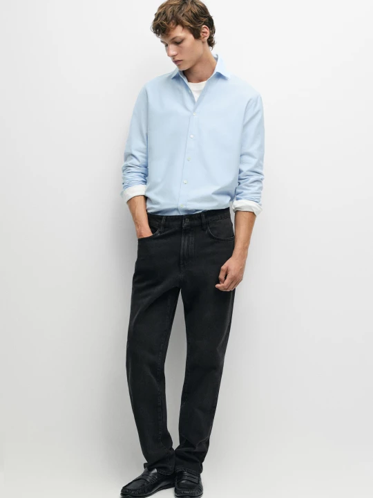 Zdjęcie produktu Koszula Oxford O Kroju Regular Fit Ze 100% Bawełny - Błękitny - Massimo Dutti - Male
