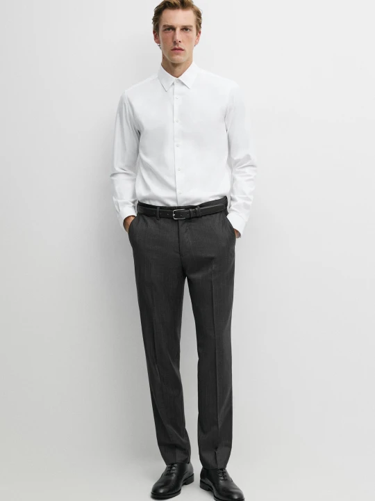 Zdjęcie produktu Koszula Oxford O Kroju Slim Ze 100% Bawełny - Biały - Massimo Dutti - Male