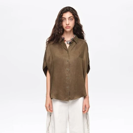 Zdjęcie produktu Koszula peleryna lejąca tkanina khaki BIMBA Y LOLA