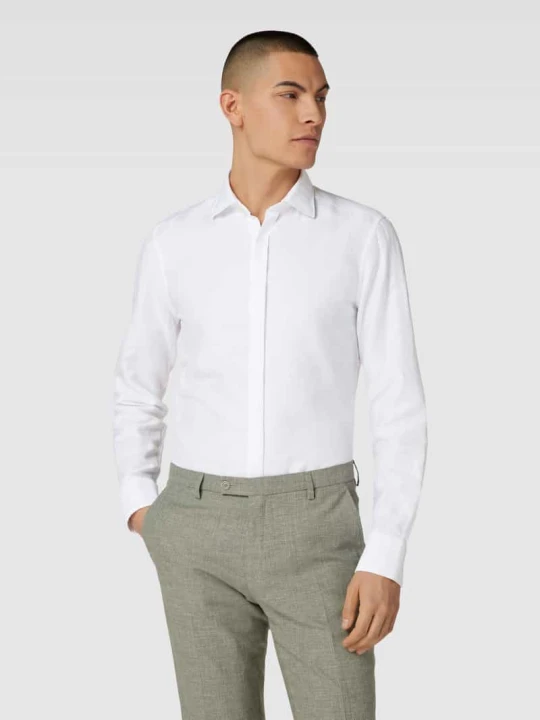 Zdjęcie produktu Koszula smokingowa premium o kroju slim fit z domieszką lnu Eterna Biały