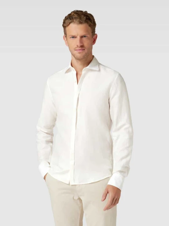 Zdjęcie produktu Koszula smokingowa premium o kroju slim fit z domieszką lnu Eterna Beżowy