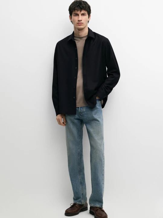 Zdjęcie produktu Koszula Regular Fit 100% Wełny - Granatowy - Massimo Dutti - Male