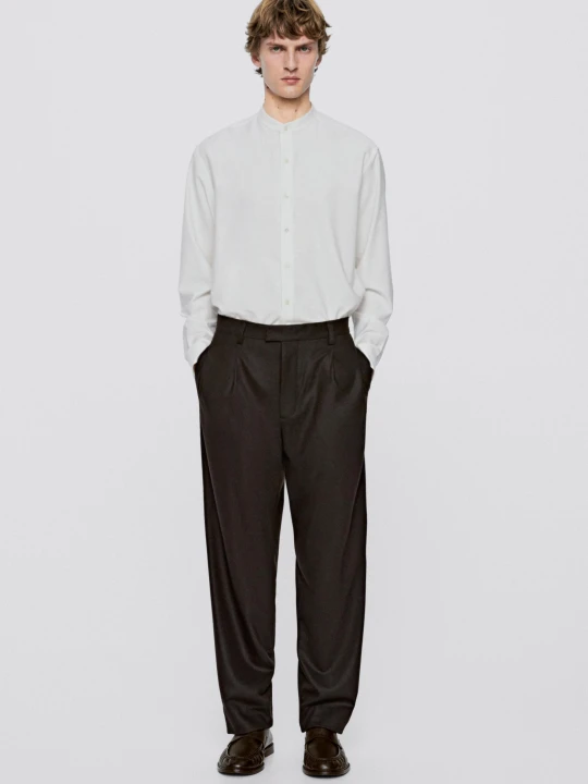 Zdjęcie produktu Koszula Regular Fit, Stójka Z Zapięciem – Limited Edition - Biały - Massimo Dutti - Male