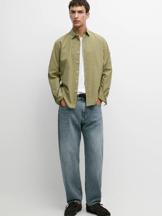 Zdjęcie produktu Koszula Regular Fit W Kratkę Ze 100% Bawełny - Zielony - Massimo Dutti - Male