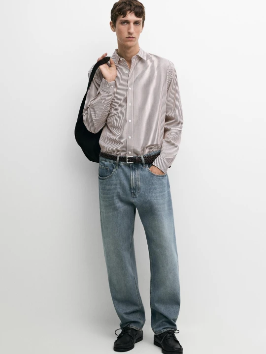 Zdjęcie produktu Koszula Regular Fit W Paski Ze 100% Bawełny - Zielony - Massimo Dutti - Male