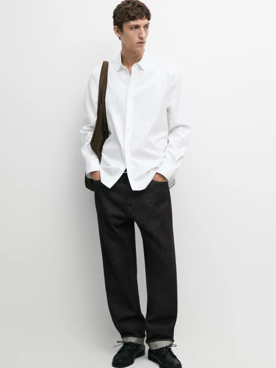 Zdjęcie produktu Koszula Regular Fit Z Bawełnianej Popeliny - Biały - Massimo Dutti - Male