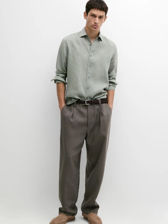 Zdjęcie produktu Koszula Slim Fit Ze 100% Lnu - Mech - - Massimo Dutti - Male