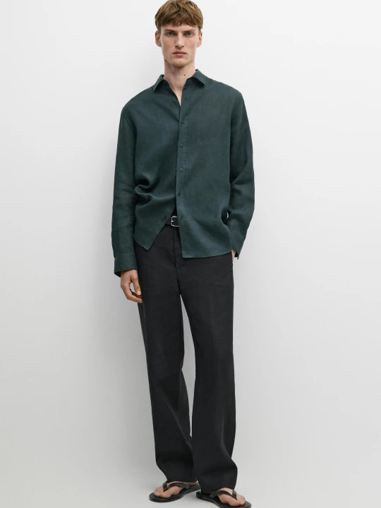 Zdjęcie produktu Koszula Slim Fit Ze 100% Lnu - Mglisty Niebieski - Massimo Dutti - Male