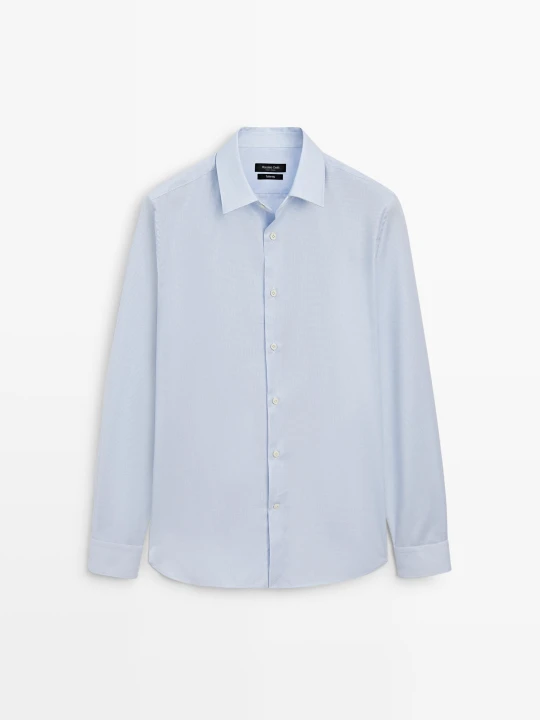 Zdjęcie produktu Koszula Slim W Mikrokratkę Tailored Fit - Błękitny - Massimo Dutti - Male