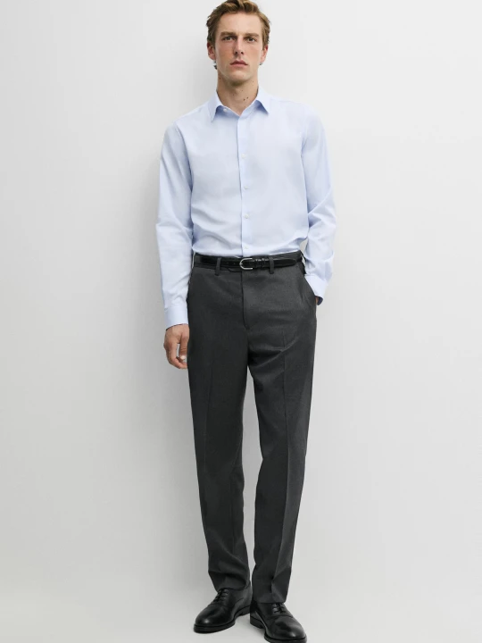 Zdjęcie produktu Koszula Slim W Mikrokratkę Tailored Fit - Błękitny - Massimo Dutti - Male