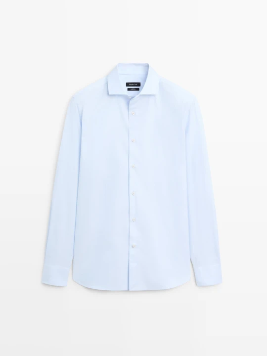 Zdjęcie produktu Koszula Slim Ze 100% Bawełny - Błękitny - Massimo Dutti - Male