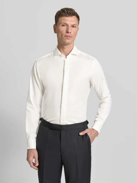 Zdjęcie produktu Koszula smokingowa o kroju slim fit z diagonalu Eterna Écru