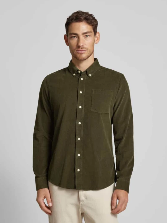 Zdjęcie produktu Koszula sztruksowa o kroju regular fit z kołnierzykiem typu button down model ‘ANTON’ Casual Friday Khaki