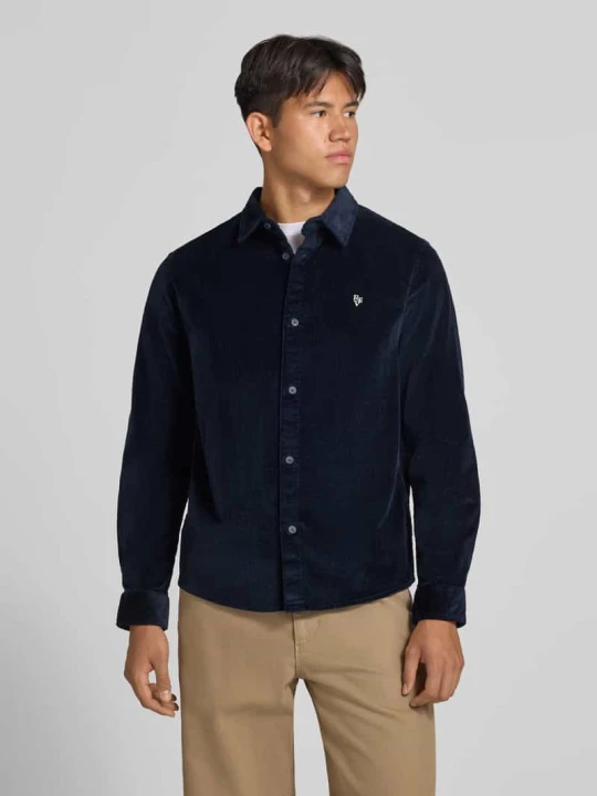 Zdjęcie produktu Koszula sztruksowa o kroju slim fit z mieszanki bawełny REVIEW Granatowy