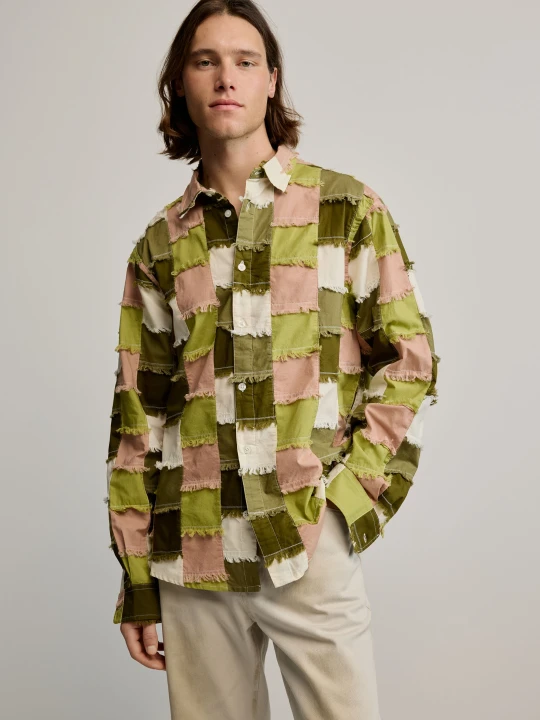 Zdjęcie produktu koszula w kratę patchwork Desigual zielony
