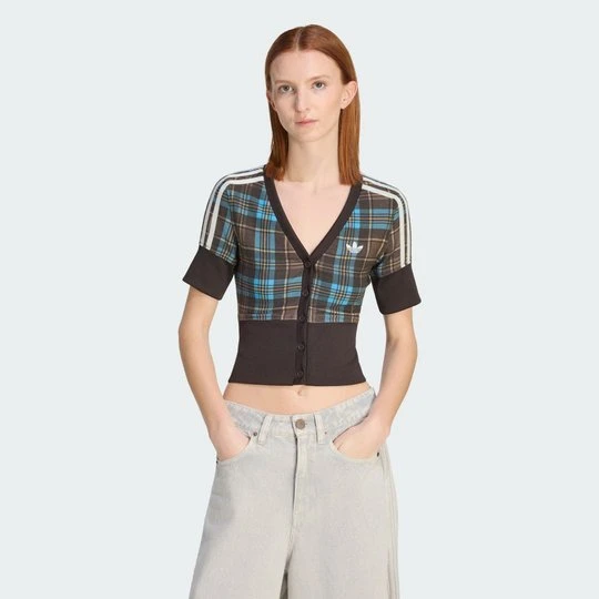 Zdjęcie produktu Koszula w kratę z dekoltem w kształcie litery V i guzikami Adidas