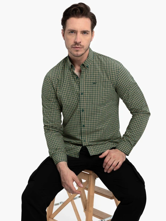 Zdjęcie produktu Koszula w kratkę, Slim Fit, K-RUBE Volcano Zielony