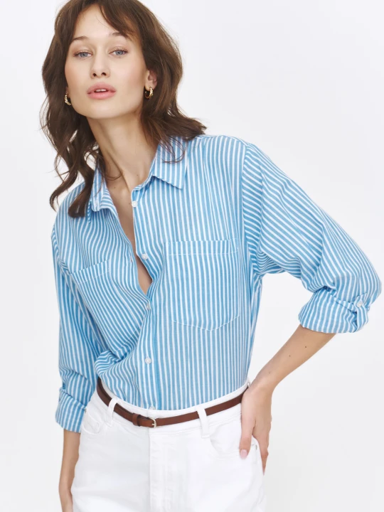 Zdjęcie produktu Koszula w niebieskie paski w stylu casual TOP SECRET