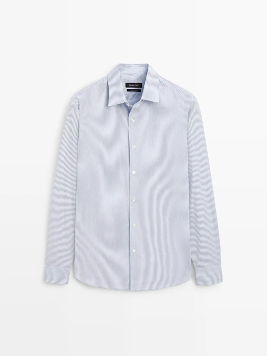Zdjęcie produktu Koszula W Paski Regular Fit Ze 100% Bawełny - Błękitny - Massimo Dutti - Male