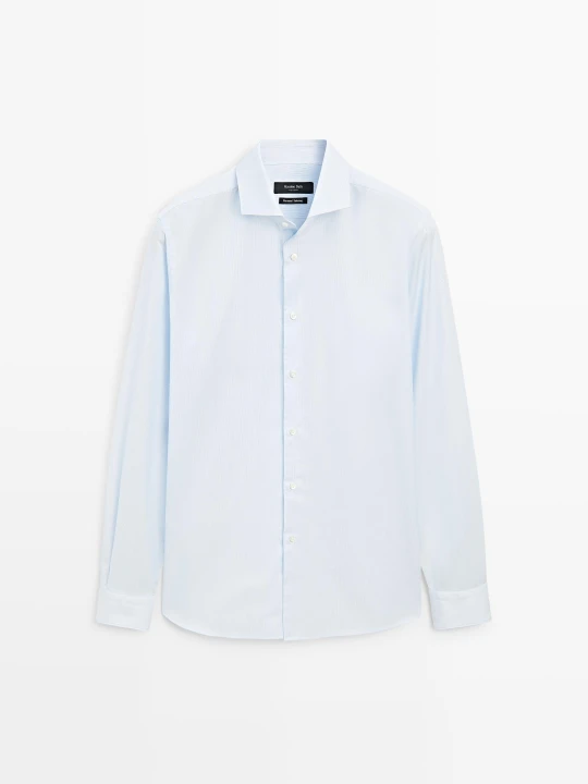 Zdjęcie produktu Koszula W Paski Ze 100% Bawełny - Biały - Massimo Dutti - Male