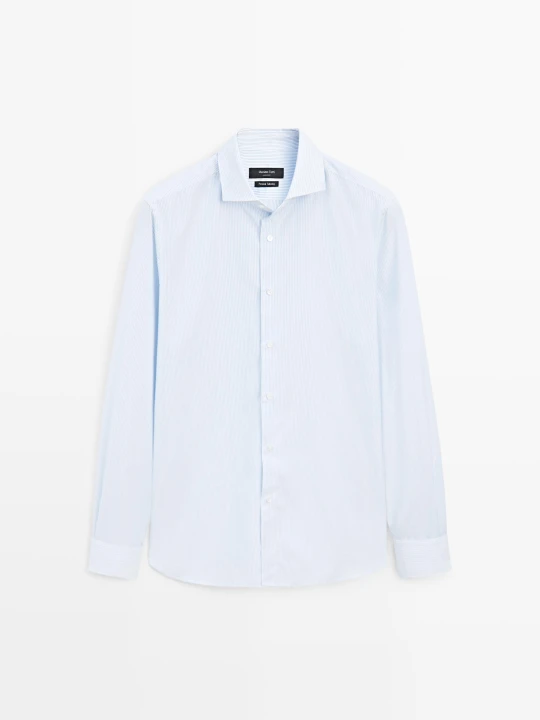Zdjęcie produktu Koszula W Paski Ze 100% Bawełny - Biały - Massimo Dutti - Male